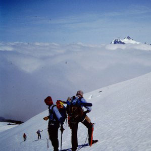 Dave Enfield climbing snow covered mountain